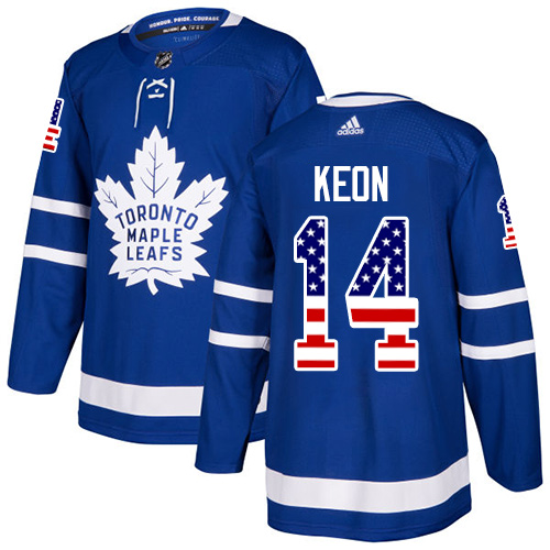 Adidas Maple Leafs #14 Dave Keon Blue Home Authentic USA Flag Stitched NHL Jersey